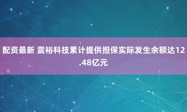 配资最新 震裕科技累计提供担保实际发生余额达12.48亿元